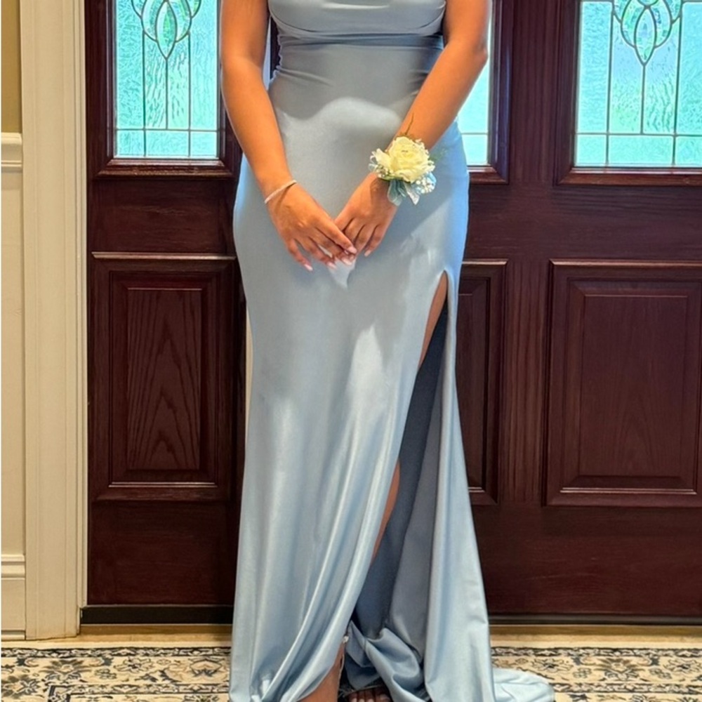 Macy's Light Blue Prom Dress with Slit